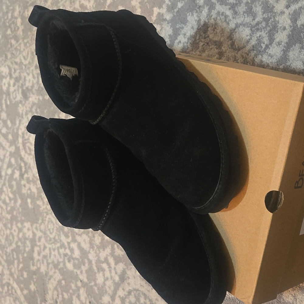BearPaw Black Suede Slip-On Ankle Boots - Picture 4 of 4
